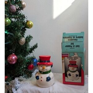 Vintage Mount Clemens Pottery Snowman Salt and Pepper Shaker Set with Box